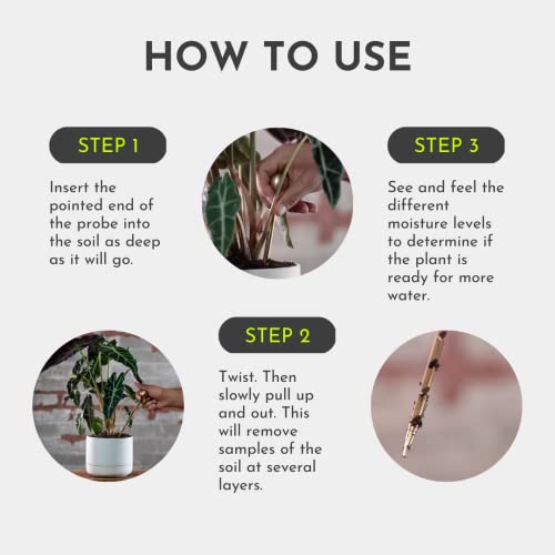 Gu Greenery : Unlimited Monitor Brass Soil Probe, Soil Sampler And Moisture Meter For Indoor And Outdoor Plants, No Batteries Required, Root Aerator And Plant Water Monitor #TOP3