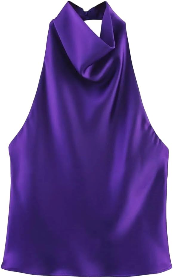 Women's Summer Set Sleeveless Backless Neck Mounted Top Long Split Skirt Slim Fit Set