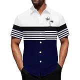Hemd Herren Langarm Hemd Kurzarm 5XL übergröße Sommer Bowlinghemd mit Brusttasche Streifen Große Größen Hawaiihemd mit Knopfleiste Bowling Shirt Männer Freizeithemd Laufshirt Hemden Kurzarm