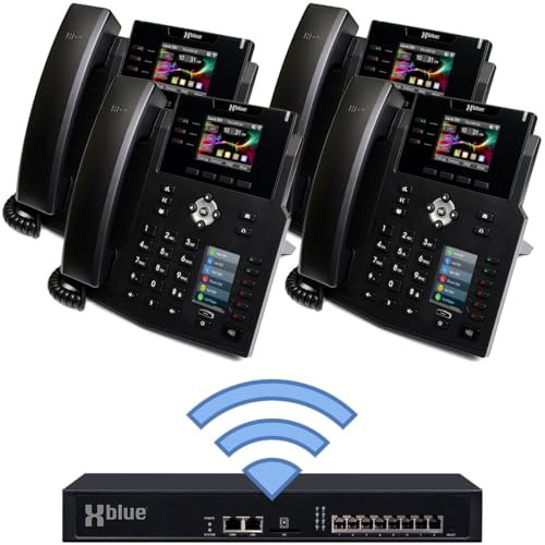 XBLUE Wireless QB2 Small Business Phone System Bundle with (4) IP9g VoIP Phones - Includes Auto Attendant, Voicemail, Remote Worker Extensions, Caller ID, Conference, Paging & Intercom