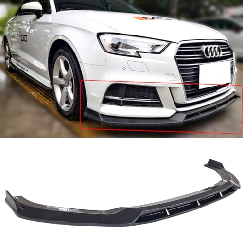 Syon Auto FITS 2017-2020 AUDI A3 & S3 GLOSSY BLACK V STYLE 4 PCS FRONT BUMPER LIP SPLITTER KIT, 749755269989