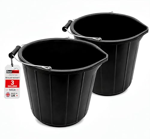 Orion Best House Water Bucket Heavy Duty Builders Bucket 14 Liters Capacity Plastic Buckets with Metal Handle Ideal For Home Garden and Other Work (Pack of 2 pcs)