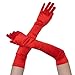 Fepdiu Long Satin Opera Gloves for Women - 1920s Vintage Style Elbow Length Evening Gloves for Wedding, Flapper Costume,Special Occasion Dress,21.5 inches (red)