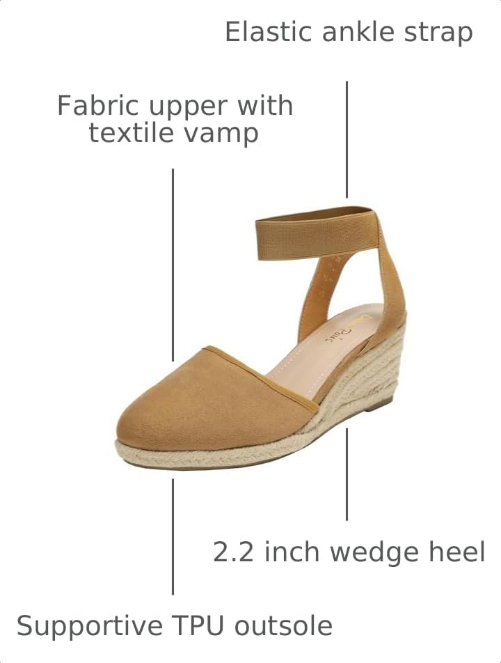 Image of DREAM PAIRS Women's Ankle Strap Wedge Sandals | Espadrilles Sandals, Elastic Ankle Strap, Cushioned Comfort for Summer Outfit, Fashion Dressy Shoes