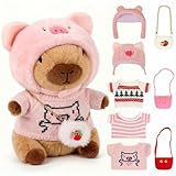 redaica Capybara Plush with 9PCS Clothes & Accessories, Valentine Gifts for Kids Class, Cute Capibara Peluches Plush Toys, Dress Up Toy Soft Kapibara Stuffed Animal Birthday Gifts for Girls Boys Kids