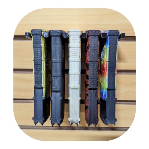 Hammy3DPrints Mount for AR 223/556/300 Pmag Mags - Slatwall | Magazine Holder Storage Rack (Dakota with Metal Track Insert)