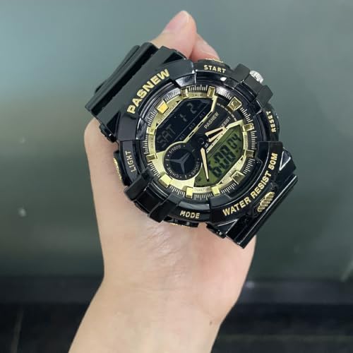 Image of PASNEW Boys' Watches - Dual Display, Large Dial Sport Watch, Black Outdoor Watch for Boys & Teens - Waterproof