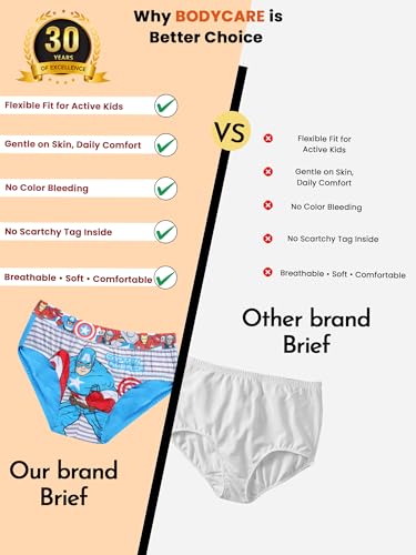 Image of BODYCARE Kids Boys Brief Printed Brief Underwear 100% Cotton | Soft Comfortable | Skin Friendly | Innerwear Pack Of 3-Assorted (Color & Print May Vary)
