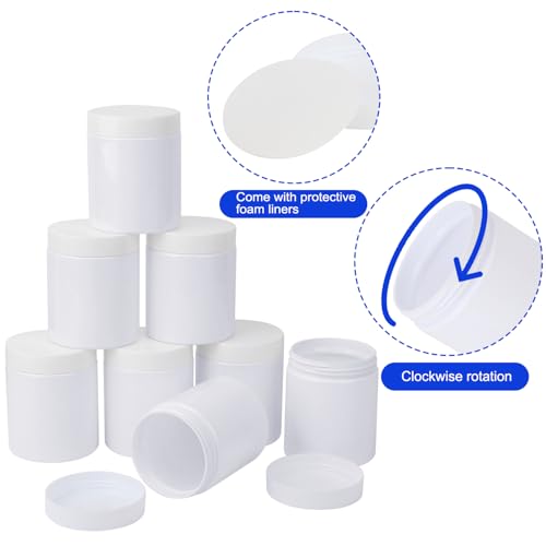 48 Pack 8 OZ White plastic Jars with White Lids, Empty Plastic Mason Jars, Plastic Cosmetic Jars with Lids for Cream, Body Butters, Moisturizers, Candy, Beads, Samples3