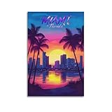 Miami Florida Vintage-Reise-Poster, Bild, Druck, Wandkunst, 