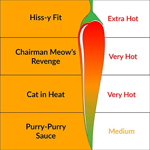 Funny Cat Name Natural Hot Sauce Gift Box And Bundle By Fat Cat Gourmet | Medium To Extra Hot Sampler & Gift Set | Peri-Peri | Ghost | Scorpion | Carolina Reaper | Funny Gift For Men, Women, Pet Lovers (4 Pack) #TOP3