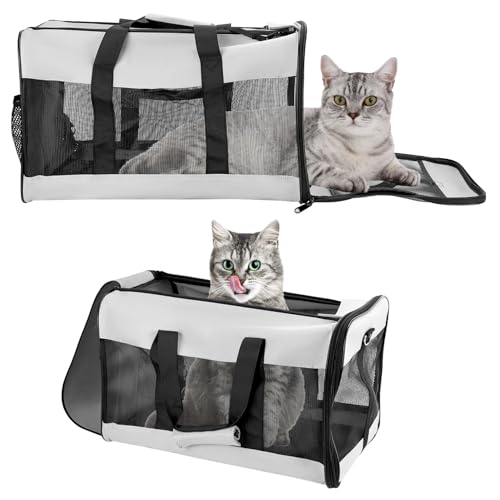 QWORK® Transporttasche mit Optimalem Luftstrom für Katze und Hund bis 10kg - 48x30x30 cm - Haustier-Tragetasche Tragbare und Waschbar