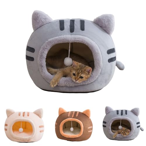 LIVIA猫 ドームハウス 猫はうす ドーム 屋外 猫ハウス ドーム型 猫 ベッドドーム 小型犬 猫用 犬猫兼用 暖かい ふわふわ 折りたたみ式寝マット マット クッション 保温防寒 猫犬小動物用 室内用厚み 冬 寒さ対策 可愛い おしゃれ (35*35*