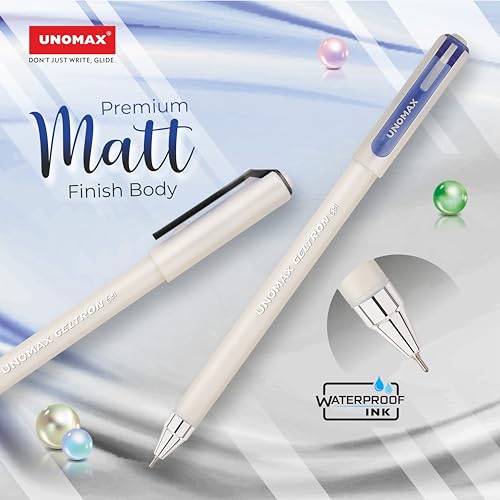 Image of UNOMAX Geltron Pearl 20 (10 Blue & 10 Black) | Professional Ergonomic Design for Daily Use, Exam-Friendly | Fast-Flowing Ink, Writing Precision, Budget-Friendly,