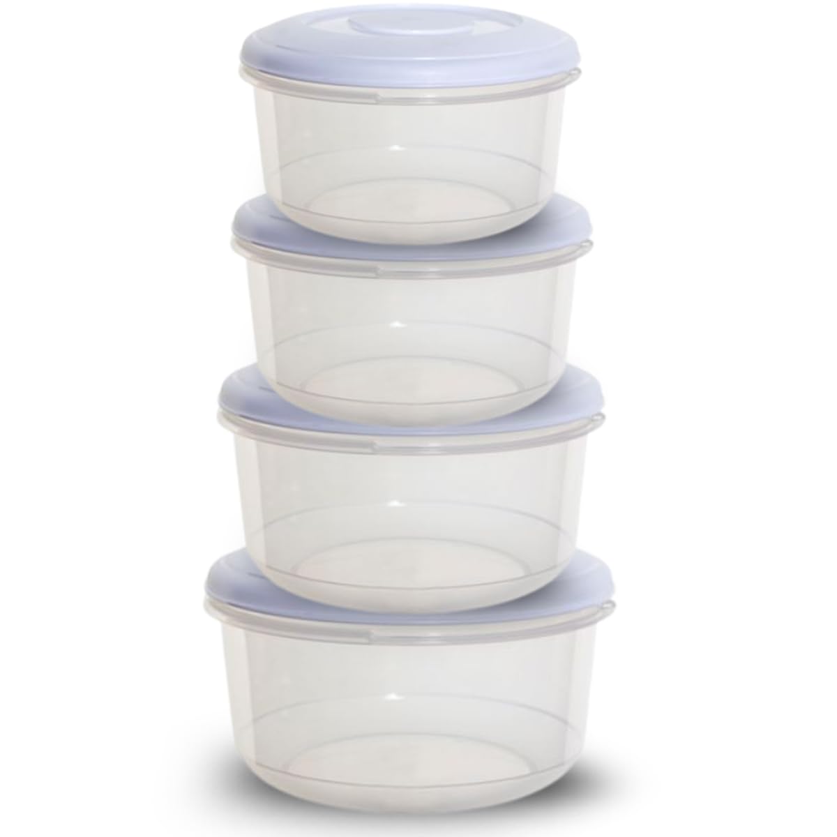 AHS - Round Food Storage Container - Set Of 4 Plastic Box - Airtight Lid - Large Food Prep - Stackable Food Storage - Leakproof Kitchen Accessories - Plastic Food Canisters - Food Preservation Box