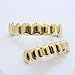 Careland 24k Plated Gold Finish Grillz 8 Top Teeth & 8 Bottom Tooth Grills Set Shiny Hip Hop Teeth Grillz + 2 Extra Molding Bars