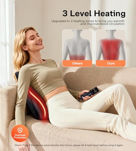 Shiatsu Nackenmassagegerät mit Wärme, Rücken Massagegerät mit 20 Knetmassageköpfen, Massagekissen für Nacken, Schultern, Rücken, Beine, Geschenk für Mama, Papa, Frauen, Männer