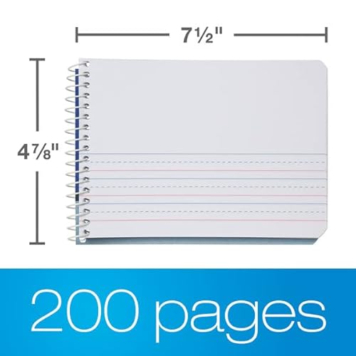 Oxford Jr. Primary Composition Spiral Notebooks, Half Size, 4-7/8 X 7-1/2 Inches, Kids Handwriting & Drawing Story Journal, Pre-K, Grades K-2, 100 Sheets/200 Pages, 3 Pack, Red, Yellow, Blue #TOP2