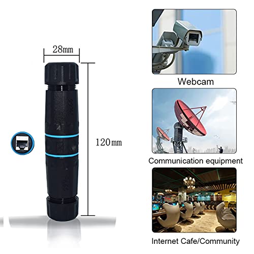 Image of IP68 Waterproof RJ45 Coupler, Shielded Pure Copper Waterproof Ethernet Coupler, IP68 Waterproof Ethernet Outdoor LAN Cable Connector for Cat5, Cat5e /Cat6 /Cat7 /Cat8 Ethernet Cable (Black 2 Pack Female)