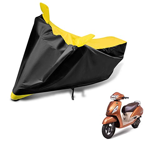 Image of Auto Hub Bike Cover Compatible with TVS Jupiter with Mirror Pocket, Dustproof, Heat Resistant, Triple Stitched, Jupiter Bike Cover- Black, Yellow