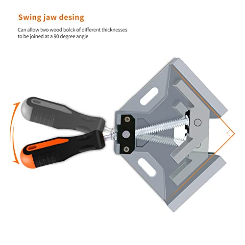 Corner Clamps For Woodworking 2 Pack 90 Degree Right Angle Clamps, Single Handle Corner Clamps With Adjustable Swing Jaw, Right Angle Clip Clamp Tool With 2 Bar Clamps #TOP4