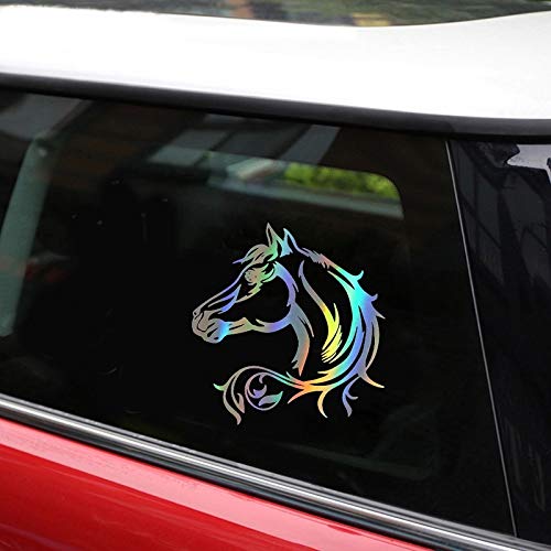 iSpchen 2 Pezzi Adesivo Contorno Testa Di Cavallo, Decalcomania Sagoma Testa Di Cavallo Riflettente, Adesivo Decalcomania Vinile Tagliato Cavallo, Adesivo Corpo Auto, Decalcomania Porta Auto