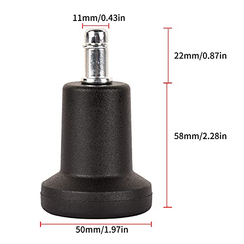 Carkio High Profile Bell Glides Replacement, 5 Pcs 7/16" X7/8"(11X22Mm) Stem Stationary Nylon Castors Glide Compatible With Office Chair Or Stool #TOP1