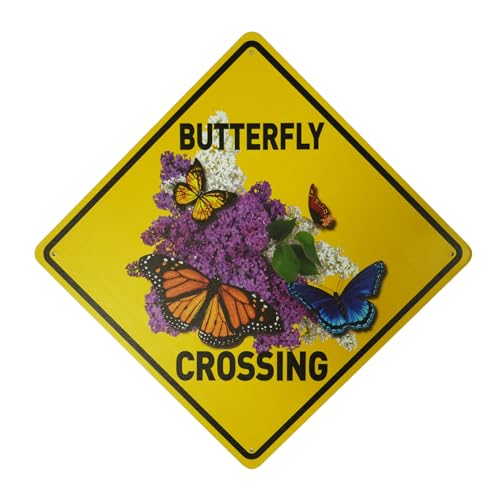 Butterfly Crossing Aluminum Sign, 12" X 12"