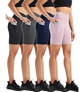 CADMUS 4 or 3 Pack Women's Biker Shorts Naked Feeling 8'' Spandex Shorts