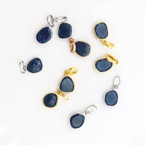Pendentif saphir bleu véritable anti-allergie en argent massif