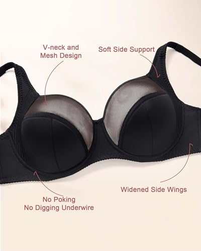 Image of Minimizer Bra for Women, Full Coverage Bras with Underwire, Plus Size Mesh Bralettes for Large Breasts