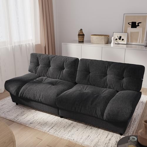 80" Chenille Cloud Sofa Love Seat with Pillow Armrest