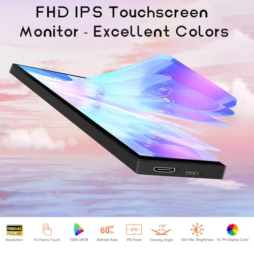 Image of AISHICHEN Mini Monitor for PC, Upgraded 8.8 Inch Small Touchscreen Monitor 1920x480 Stretched Bar Monitor, Sensor Panel Temperature LCD Display, IPS USB Mini Screen for RPi, AIDA64 ARGB Computer Case