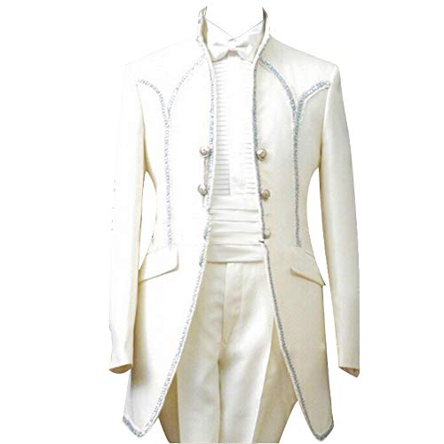 HBDesign Mens 4 Piece with Shiny Sequins Edge Suits for Party(Jacket+Pants+Bowtie+Corset)