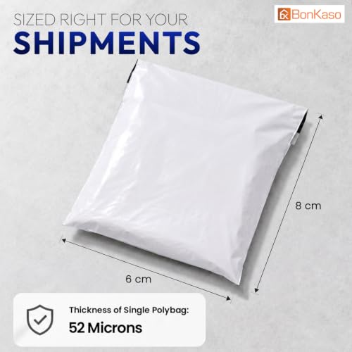 Image of BonKaso Poly Courier Bags 6x8 Inches with POD Sleeve | 55 Micron Tamper Proof & Waterproof Packaging Envelopes for Shipping, Delivery & E-commerce Use - Pack of 200