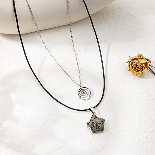 Yuoos Beach Punk Necklace Set Indie Stuff Natural Star Shape Stone Choker Gothic Y2K Swirl Pendant Necklace for Women Summer2