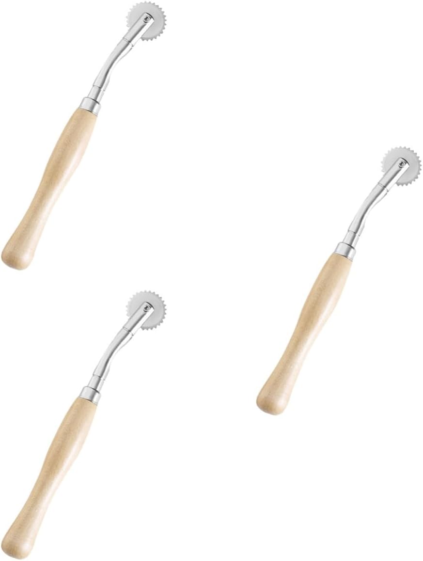 Hohopeti 3pcs Wooden Handle Toothed Scanning Line Wheel for Tailoring Cloth Marking Tool for Sewing Patterns and Cross- Precision Tracing Wheel for Accurate Stitching