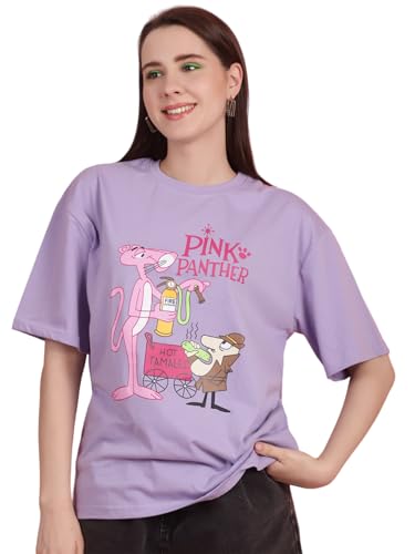 Image of Preneum Women's Cotton Cool Graphic Printed Baggy Fit Drop-Shoulder Sleeves Cotton Oversized T-Shirt