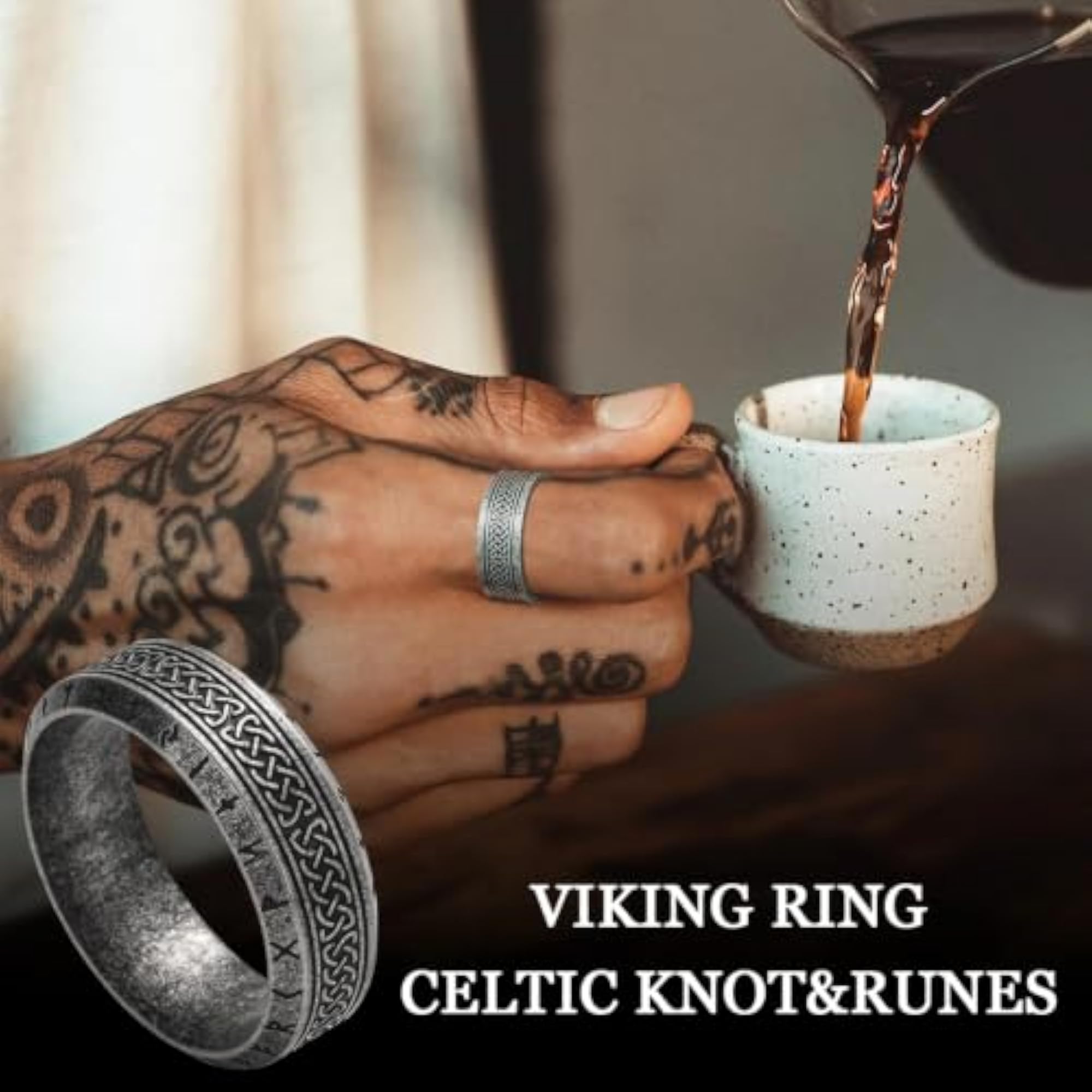 Celtic Knot Pattern Finger Ring for Men