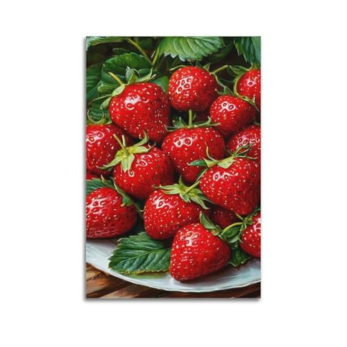 Poster artistique de qualité supérieure fraises rouges 60x90