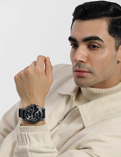 Image of Police Black Dial Multifunction Silicone Strap Watch for Men
