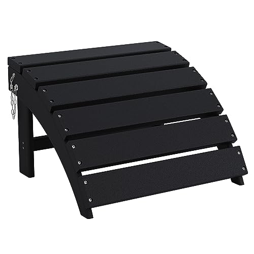 Sundale Outdoor Folding Plastic Adirondack Ottoman, All-Weather Adirondack Chair Footrest, Fade and Rust Resistant, Perfect for Outside Patio Garden Pool Yard Black