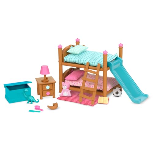 Li'l Woodzeez - Etagenbett-Schlafzimmer-Set - Spielzeug-Möbel - Puppenmöbel - Spielhaus-Zubehör - Spielset für Kinder - 3 Jahre +