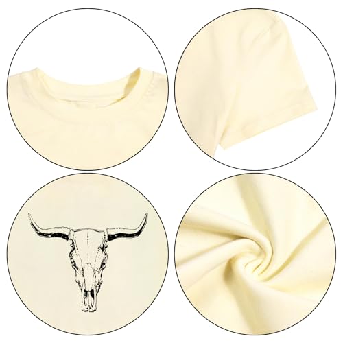 Image of Wrenpies Girls Western Fringe Shirt Long Live Cowgirls Country Rodeo Shirts Kids Cow Skull Graphic Tees Tassel Fringe Tops