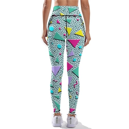 80s 90s Outfit Tummy Control Yoga Pants for Women with Pockets, High Waist Running Sports Workout Yoga Leggings3