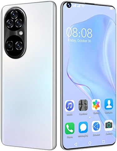 P50pro+ Free Mobile Phone 5G Hotshot 3.5 Mm, Headphone Jack 7.0inch HD + IPS Water 256GB Expandable Mobile Phone, 8GB ROM 6800 mAh Battery Smartphone Face ID Dual SIM,White,Large