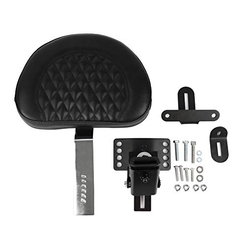 Black Adjustable Plug-in Driver Backrest Mounting kit, Custom Rider Seat Backrest w/Pocket for Harley 1997-2020 Touring Models Road King, Street Glide, Road Glide, Electra Glide (Chrome) - Thumbnail 2