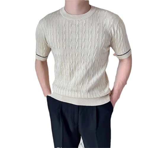 Pull rétro à manches courtes en maille unie col rond pour un été élégant Dndrdhfb