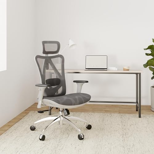 SIHOO con Morbido Supporto Lombare Sedia Ergonomica,Sedia Ergonomica in Traspirante Mesh,Sedie da Ufficio con Braccioli Regolabili 3D,Sedie Ufficio con Poggiatesta Regolabile(Grigio Chiaro) - Immagine 1