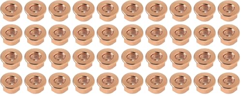 SING F LTD 20Pcs M10 Exhaust Manifold Hex Nuts Copper Plated Hex Self Locking Nut with Flange 18301737774 Car Replacement Parts (Pack of 2)